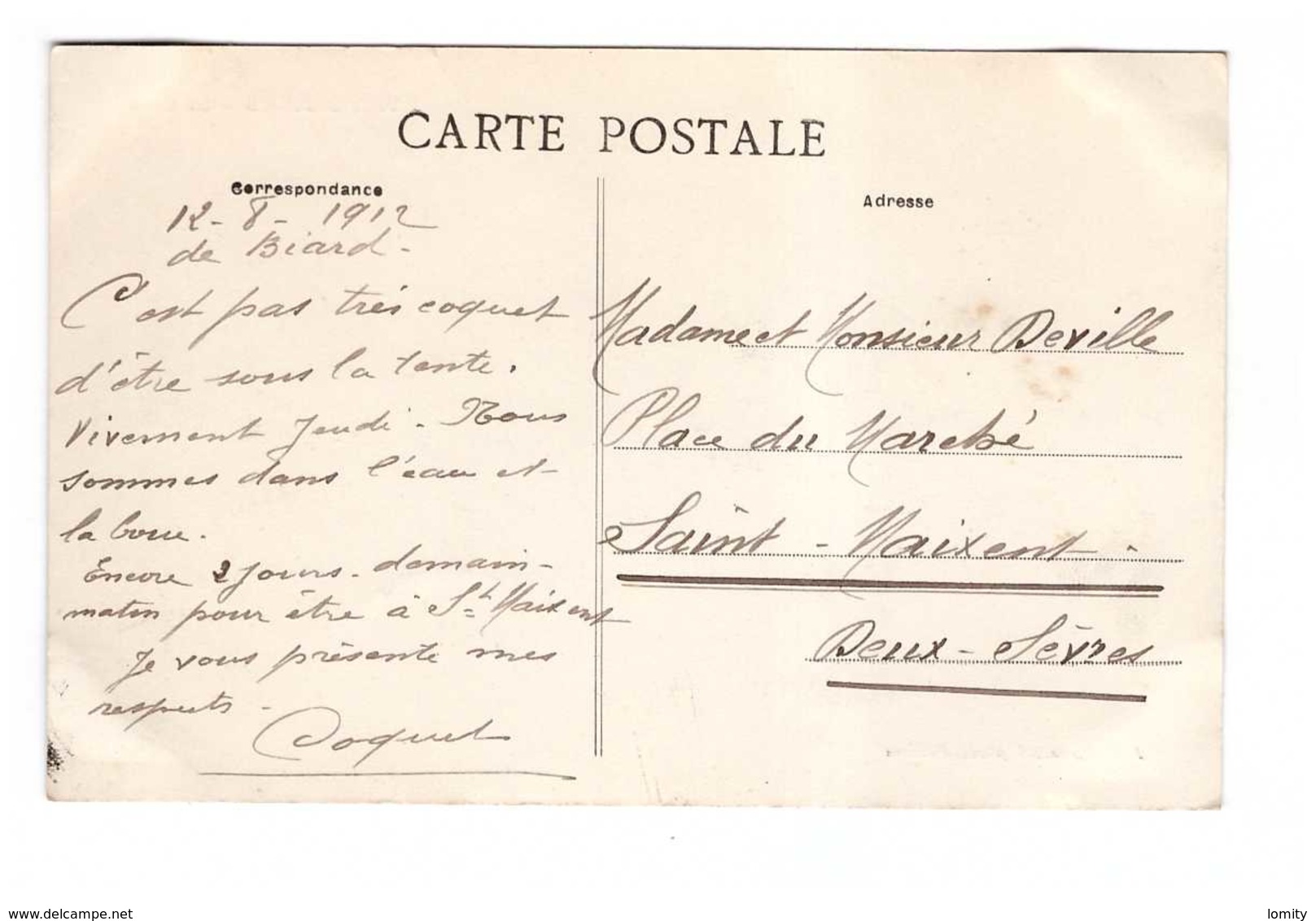 86 Poitiers La Gare Cpa Carte Animée Carte Ecrite En 1912 - Poitiers