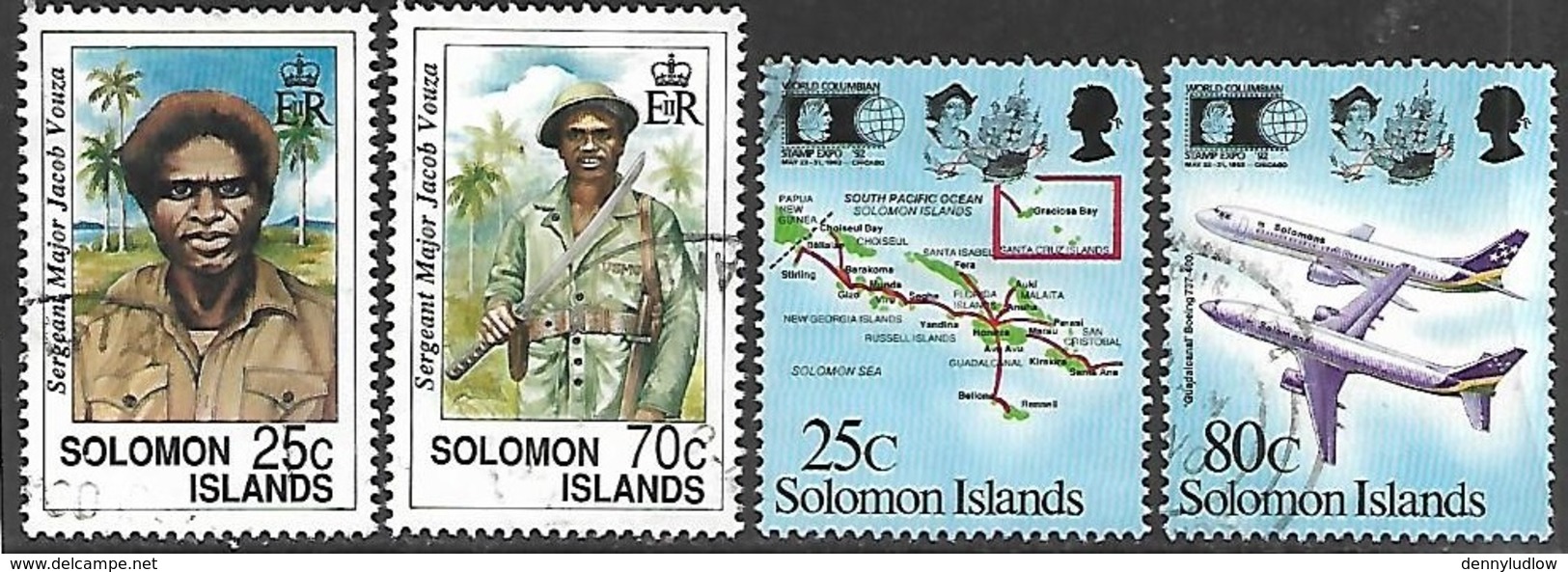 Solomon Islands  1992  Sc#718-9, 723-4 Used   2016 Scott Value $4.15 - Salomon (Iles 1978-...)