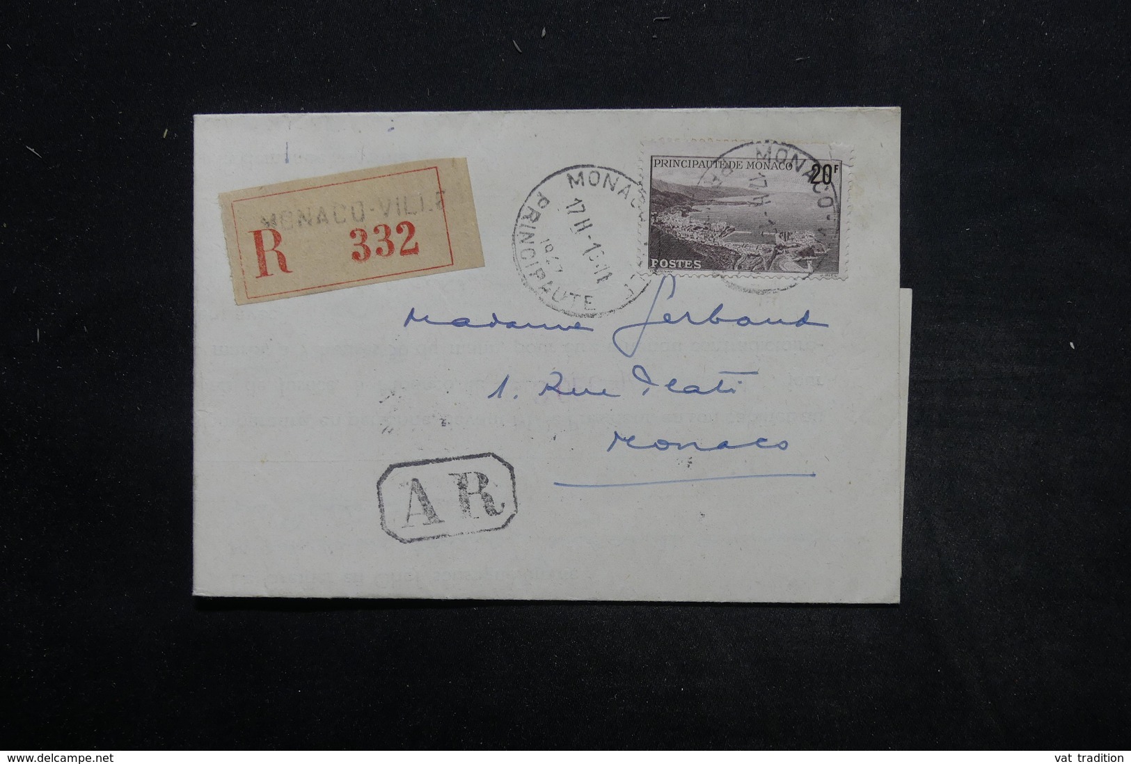 MONACO - Lettre De Monaco En Recommandé AR En 1947 , Affranchissement Plaisant - L 25591 - Cartas & Documentos