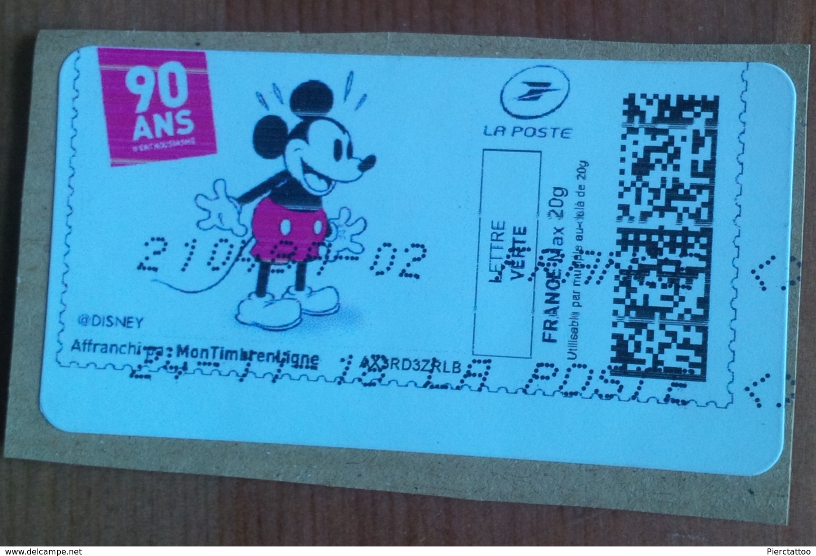 Timbre En Ligne "Mickey...90 Ans" (Lettre Verte) - France - Timbres à Imprimer (Montimbrenligne)