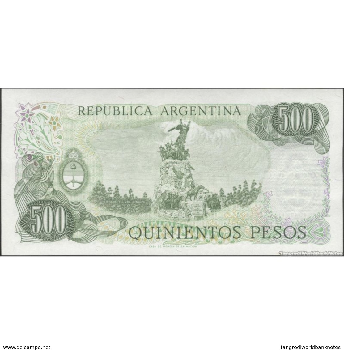 TWN - ARGENTINA 303b2 - 500 Pesos 1977-82 Serie B - Signatures: Lopez & Diz﻿ UNC - Argentina