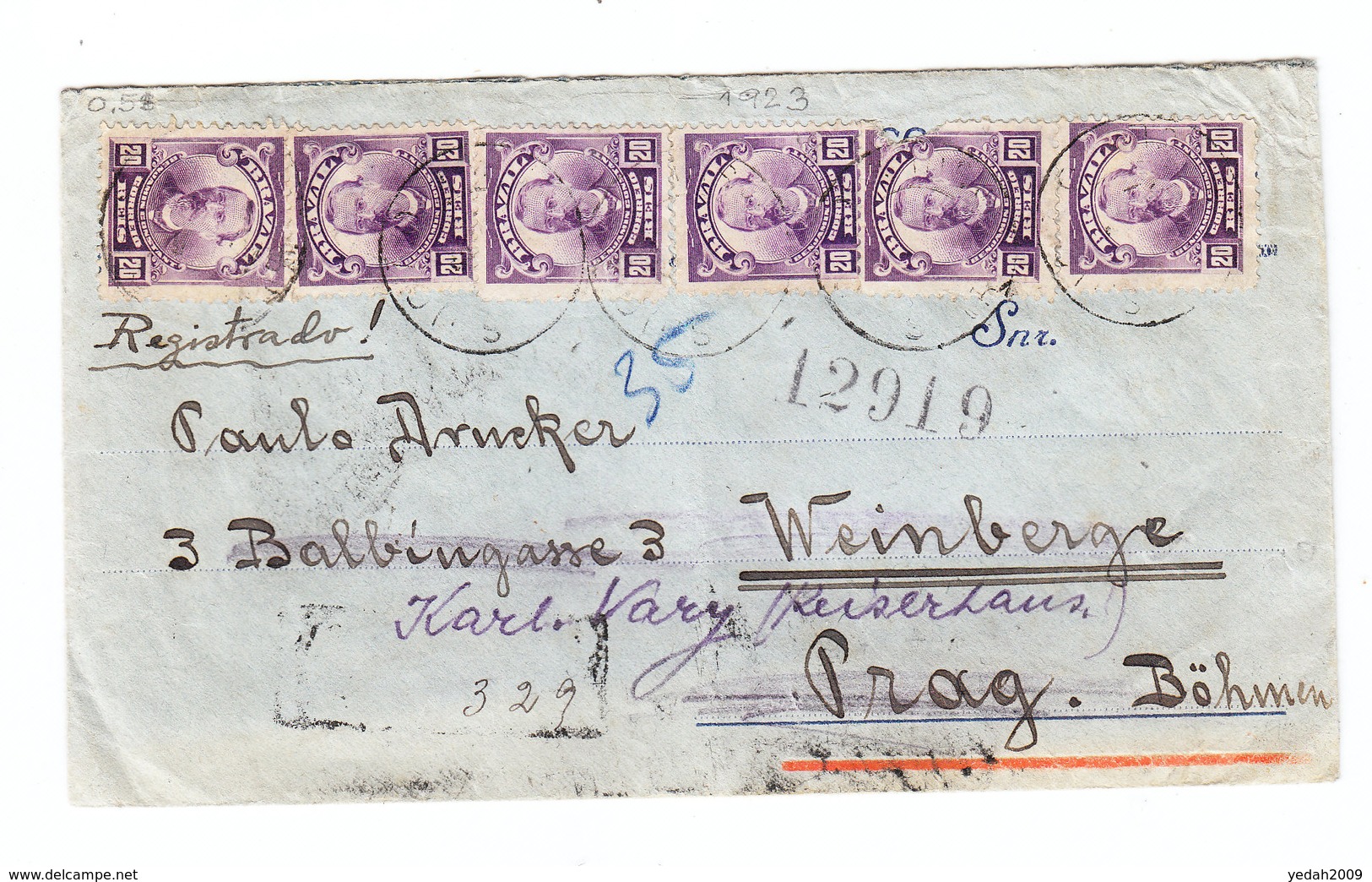 Brazil GOOD FRANKING 5 COLOURS REGISTERED COVER 1923 - Covers & Documents