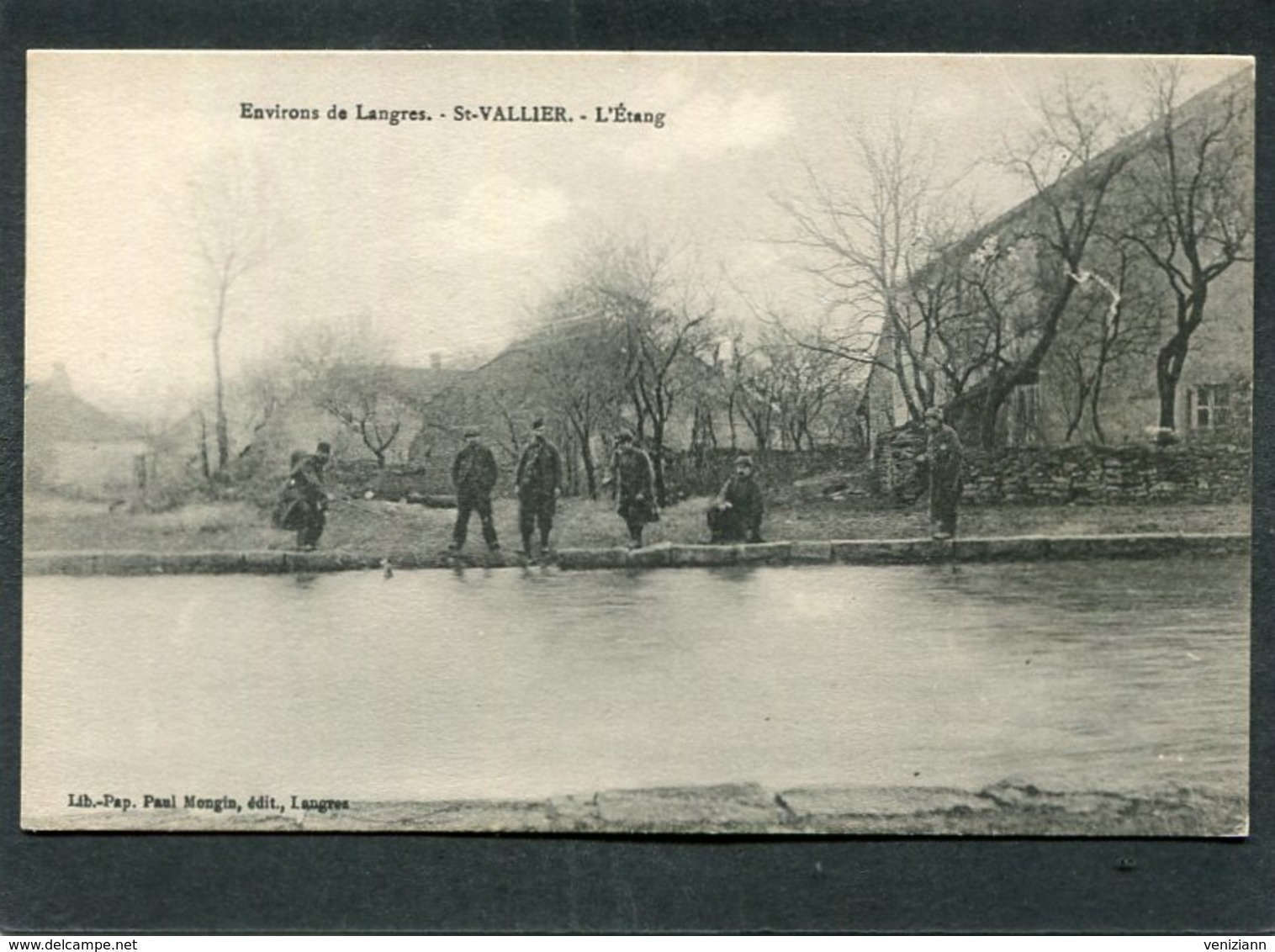 CPA - Environs De Langres - ST VALLIER - L'Etang, Animé - Militaires - Other & Unclassified