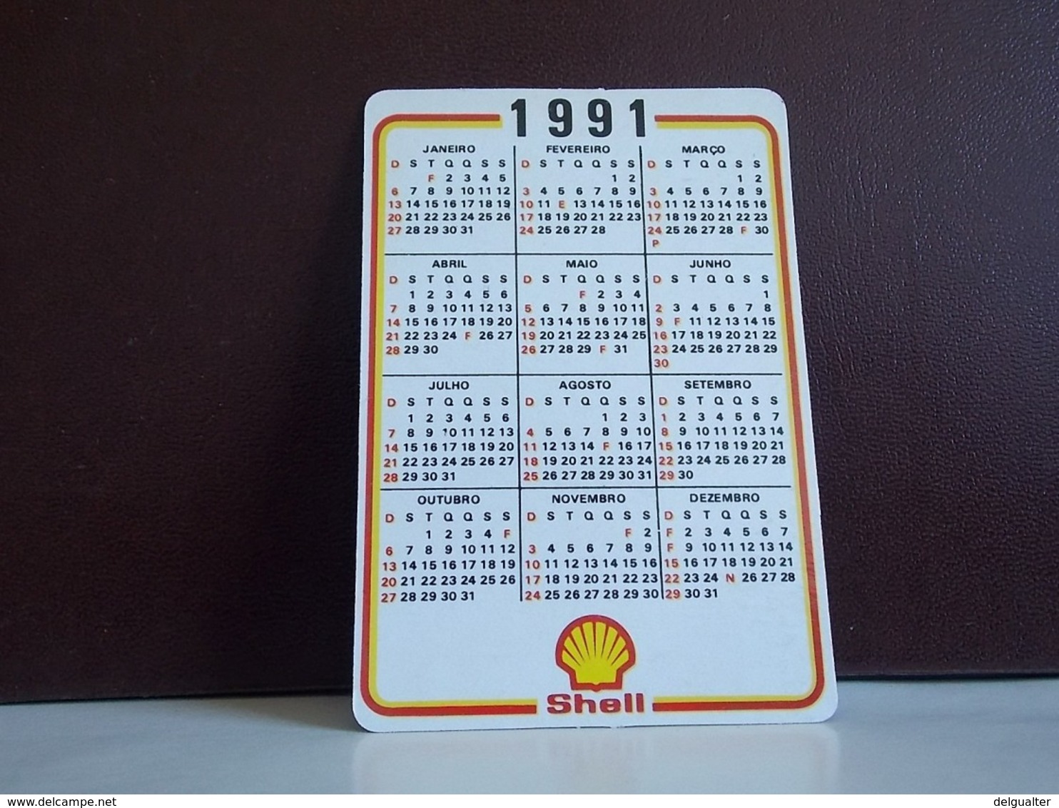 Calendar * 1991 * Portugal * Shell - Tamaño Pequeño : 1991-00