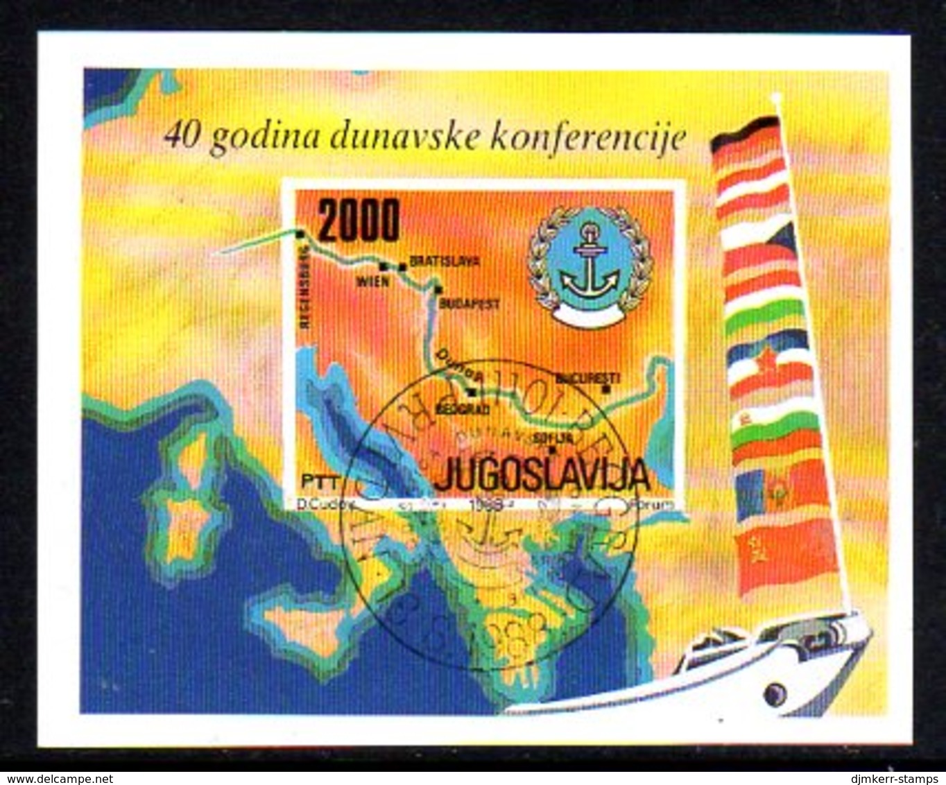 YUGOSLAVIA 1988 Danube Conference Block Used.  Michel Block 33 - Blokken & Velletjes