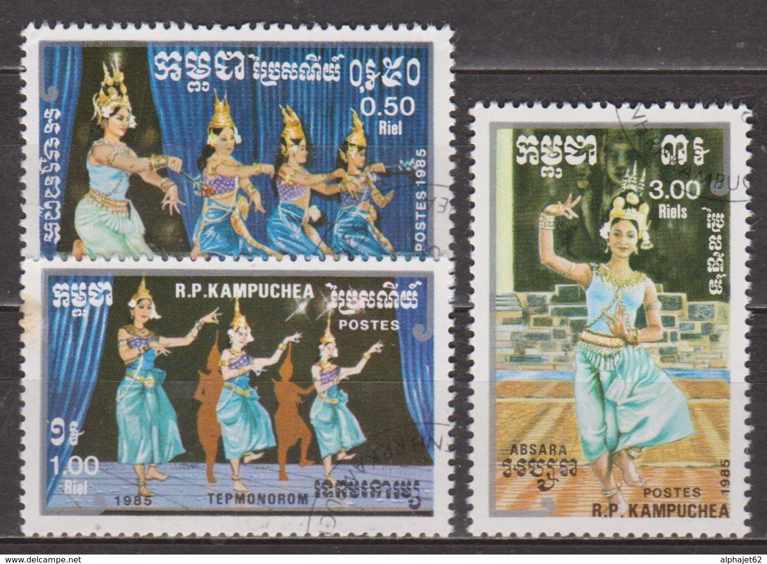 Folklore - KAMPUCHEA - Danses Traditionnelles Khmères - N° 543 à 545 - 1985 - Kampuchea