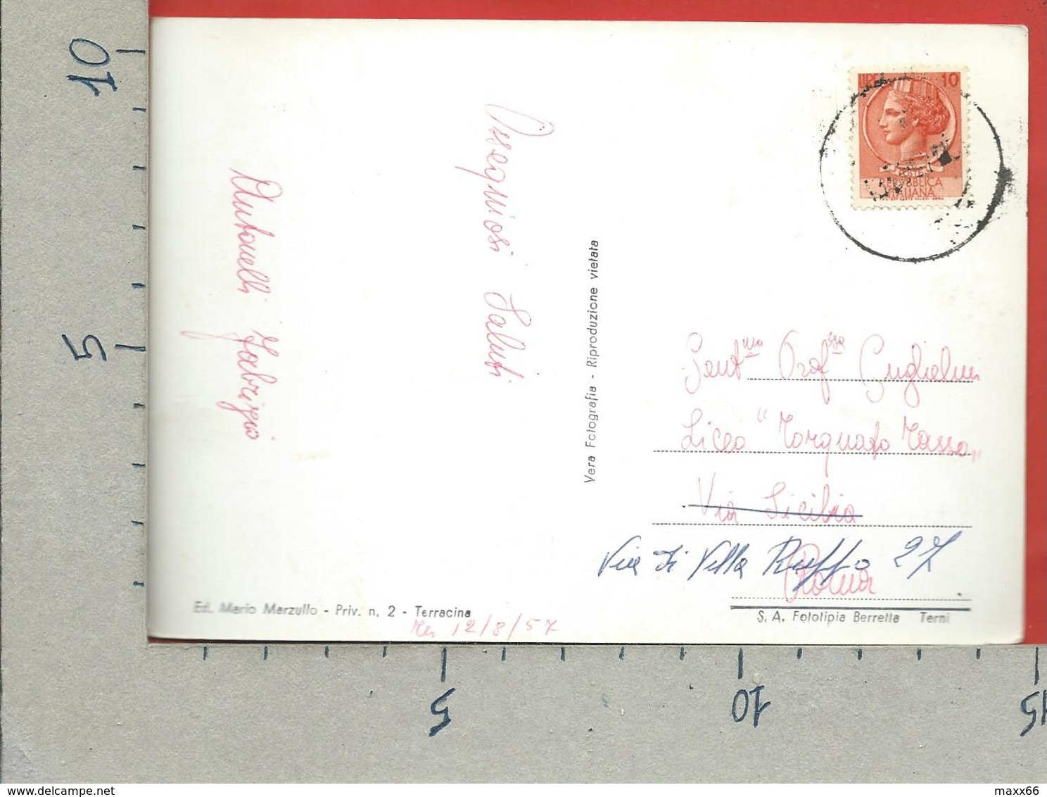 CARTOLINA VG ITALIA - TERRACINA (LT) - Tempio Di Giove - 10 X 15 - ANN. 1957 - Latina