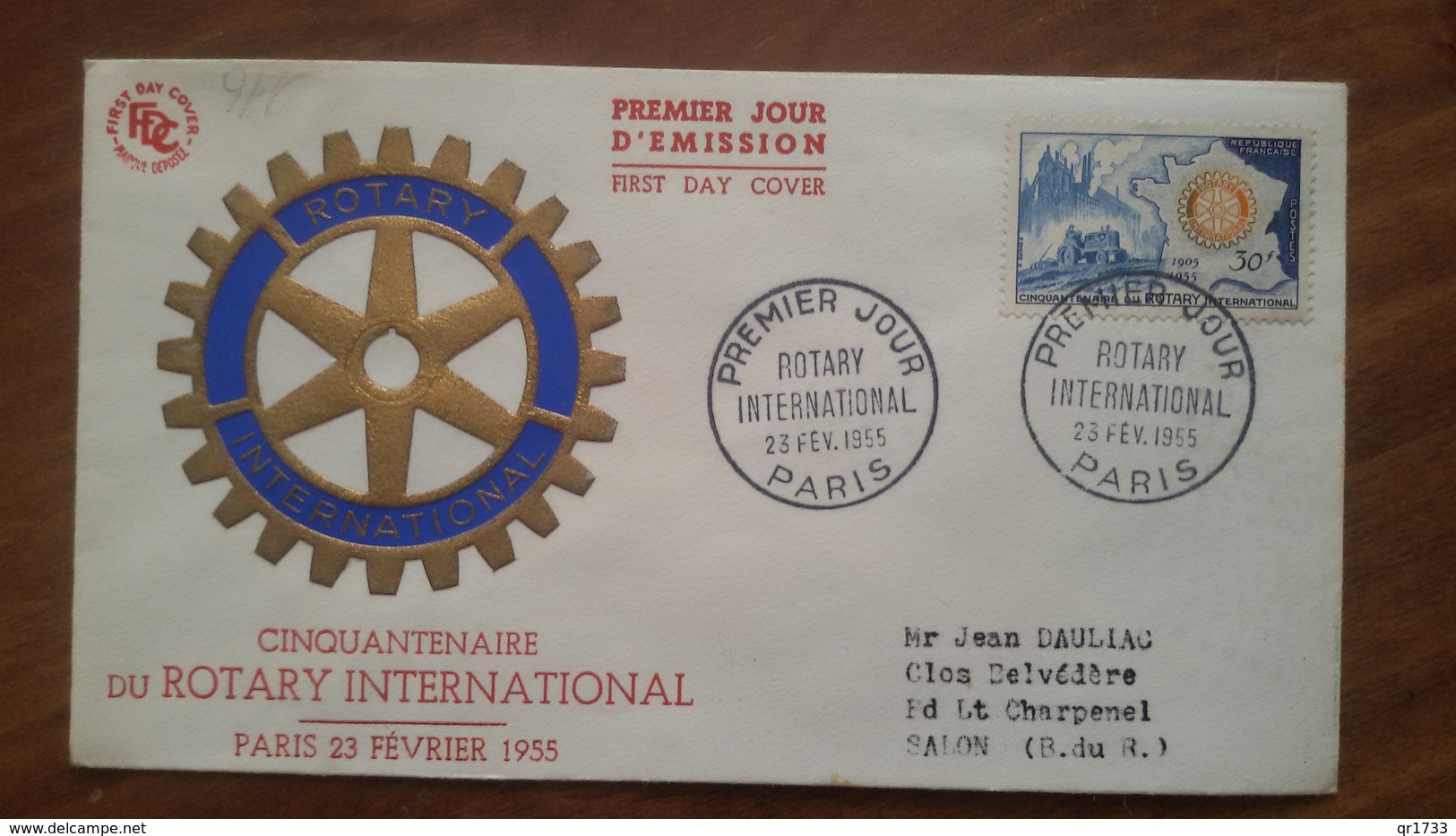 Premier Jour  FDC..   Rotary  International  . 1955. .cinquantenaire  .. Paris - Unclassified