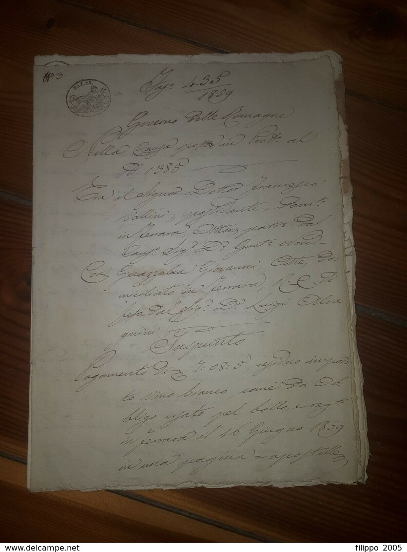 1859 GOVERNO ROMAGNE FERRARA ESTRATTO SENTENZA CARTA BOLLATA MANOSCRITTO - Manoscritti