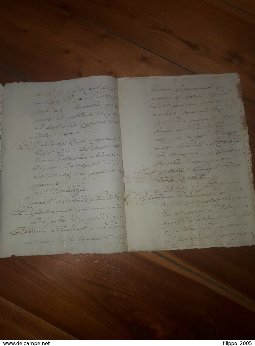 1859 GOVERNO ROMAGNE FERRARA ESTRATTO SENTENZA CARTA BOLLATA MANOSCRITTO - Manoscritti