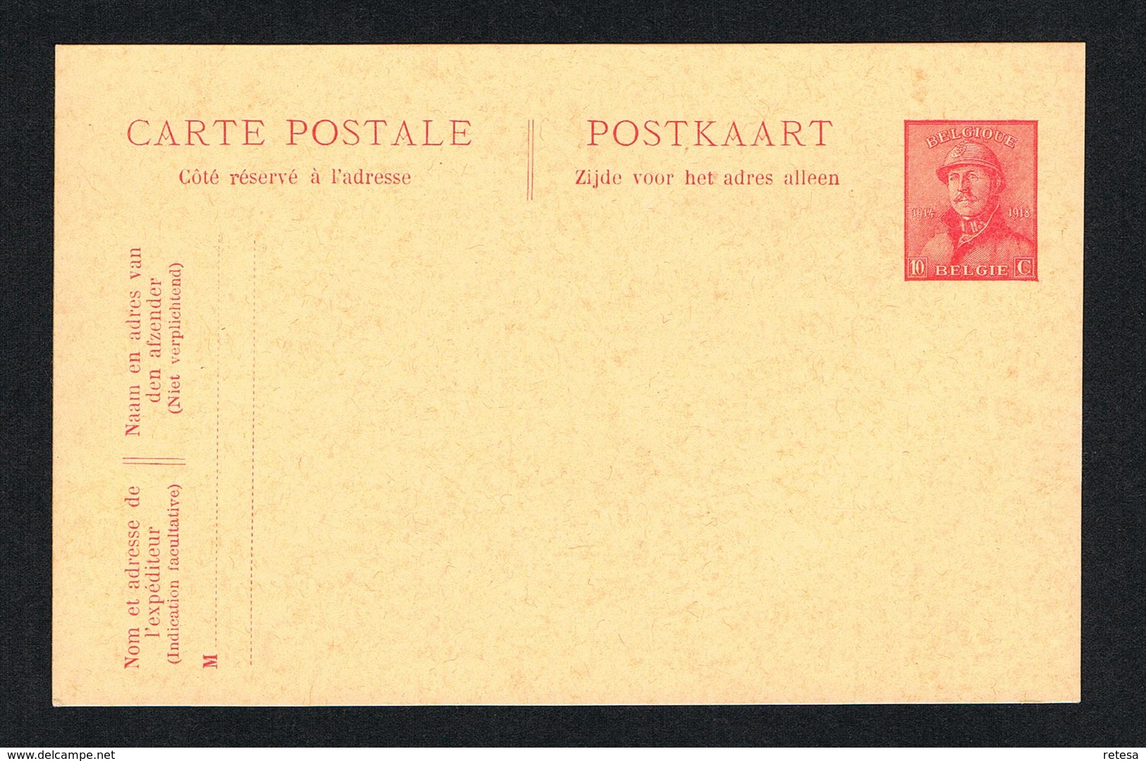 // OUDE POSTKAART  CARTE POSTALE  KONING ALBERT 1 MET HELM  1919 - 1919-1920  Cascos De Trinchera