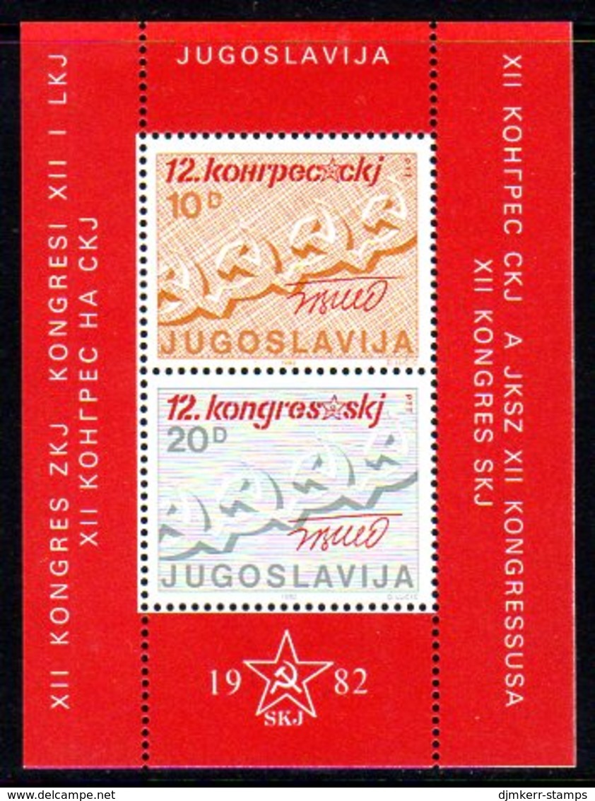 YUGOSLAVIA 1982 Communist League Congress Block MNH / **.  Michel Block 21 - Blocks & Sheetlets