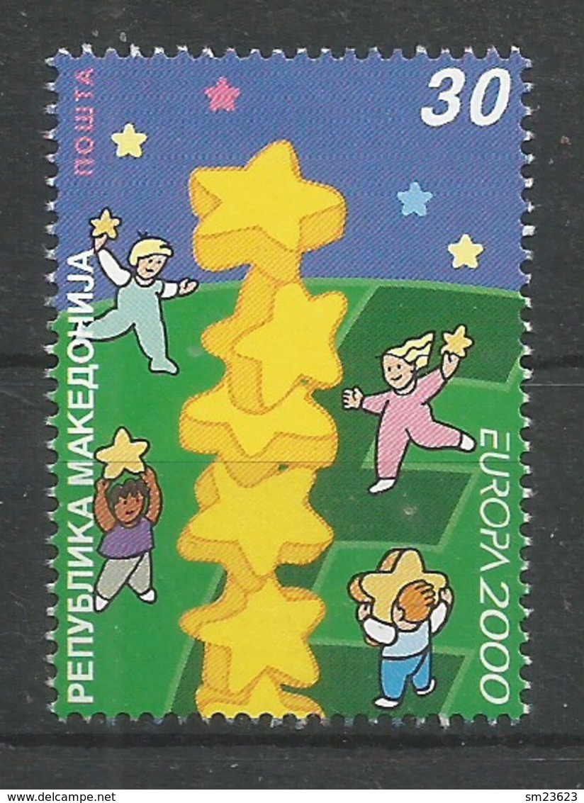 Makedonien 2000  Mi.Nr. 196 , EUROPA CEPT - Kinder Bauen Sternenturm - Postfrisch / MNH / (**) - Nordmazedonien