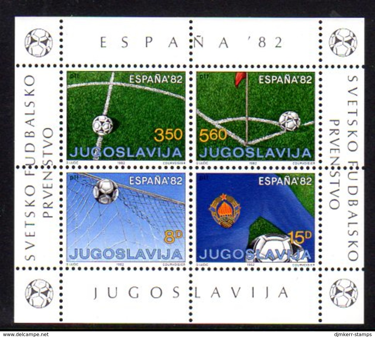 YUGOSLAVIA 1982 Football World Cup Block MNH / **.  Michel Block 20 - Blocks & Kleinbögen