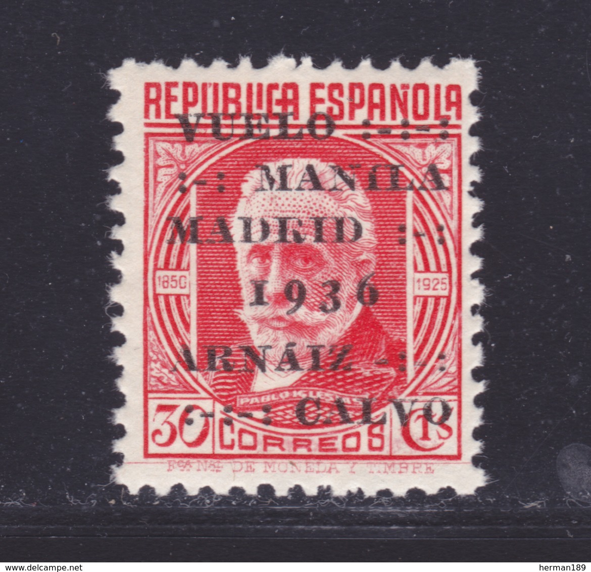 ESPAGNE AERIENS N°  110A ** MNH Neuf Sans Charnière, B/TB (D8730) Vol Manille Madrid - 1936 - Unused Stamps