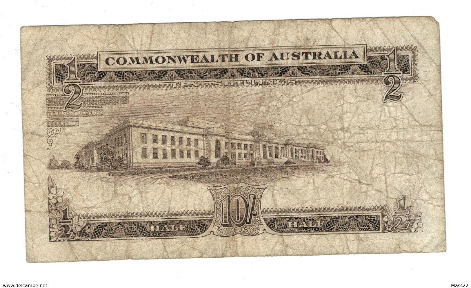 Australian 10 Shillings 1/2, Half, 1954, AE 66 Very Good Condition - 1913-24 Commonwealth Of Australia