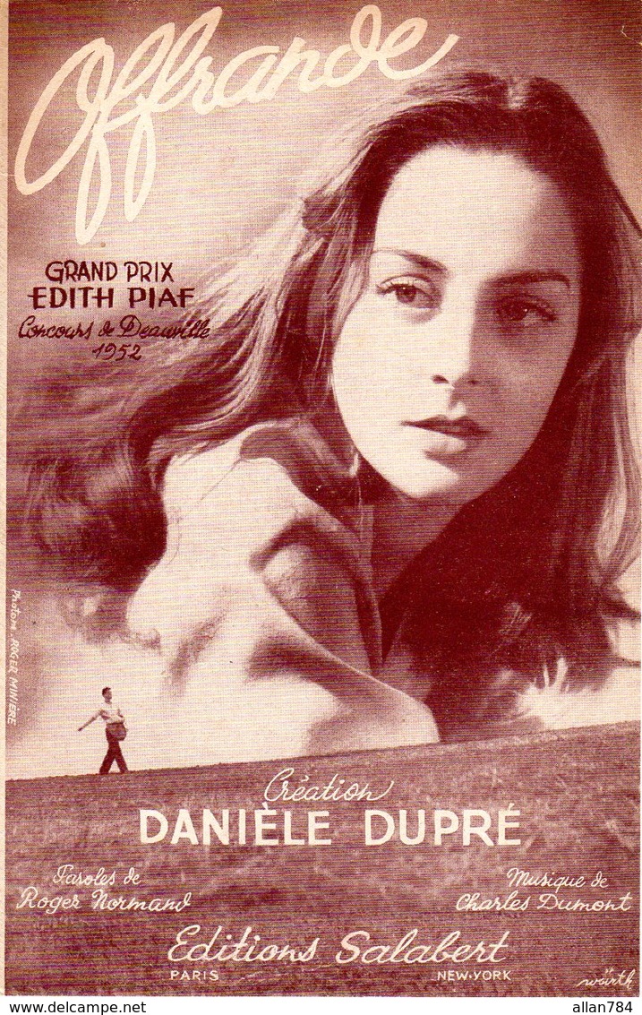 RARE - DANIELE DUPRE / EDITH PIAF - 1952 DEAUVILLE - OFFRANDE - DE CHARLES DUMONT /ROGER NORMAND - TRES BON ETAT - - Other & Unclassified