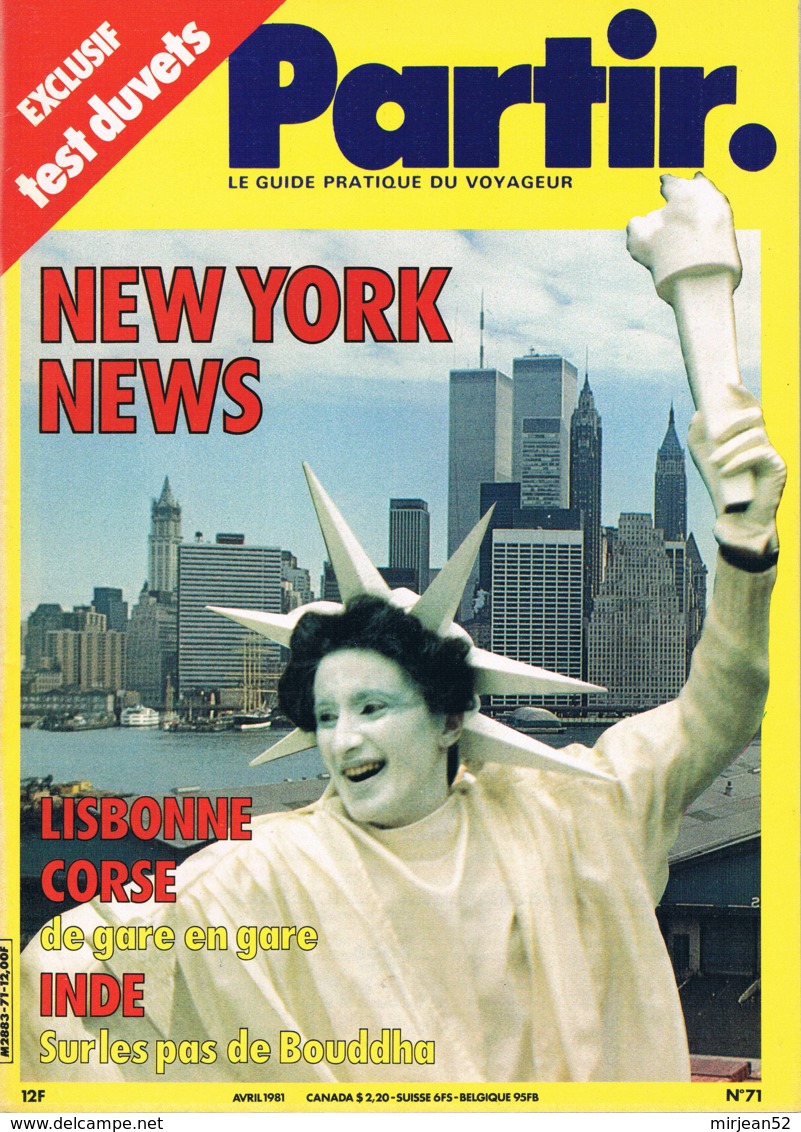 Partir - N°71 - Avril 1981 - New York Lisbonne Corse Inde - Géographie