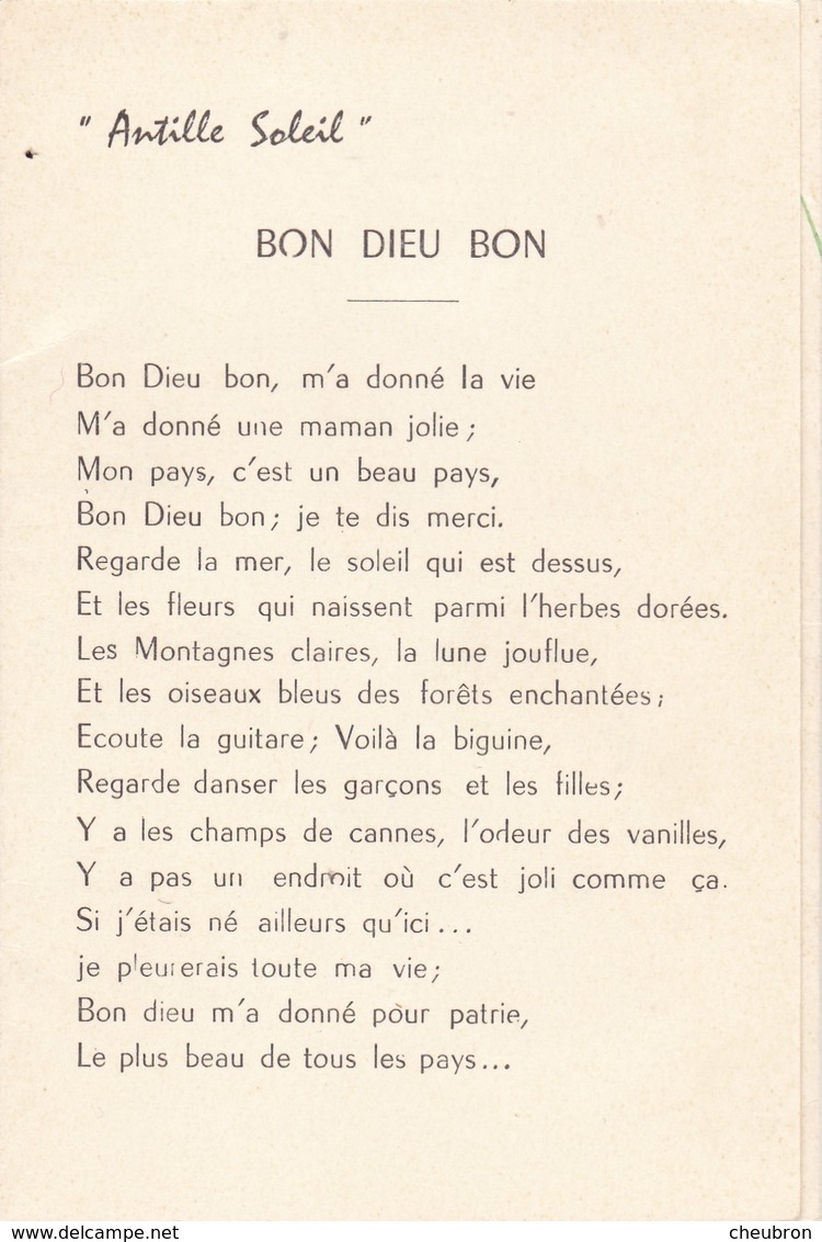 CARTE FANTAISIE. CARTE BRODÉE ET EN TISSU. FEMME " CRÉOLE ". 3 VOLETS TEXTE ANNEE 1965 A L'INTERIEUR - Brodées