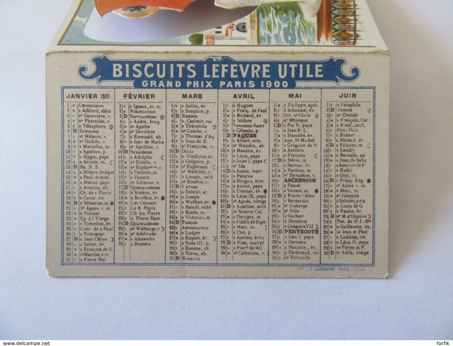 Chromo / Calendrier à Système - Biscuits Lefèvre Utile - 1901 - Other & Unclassified