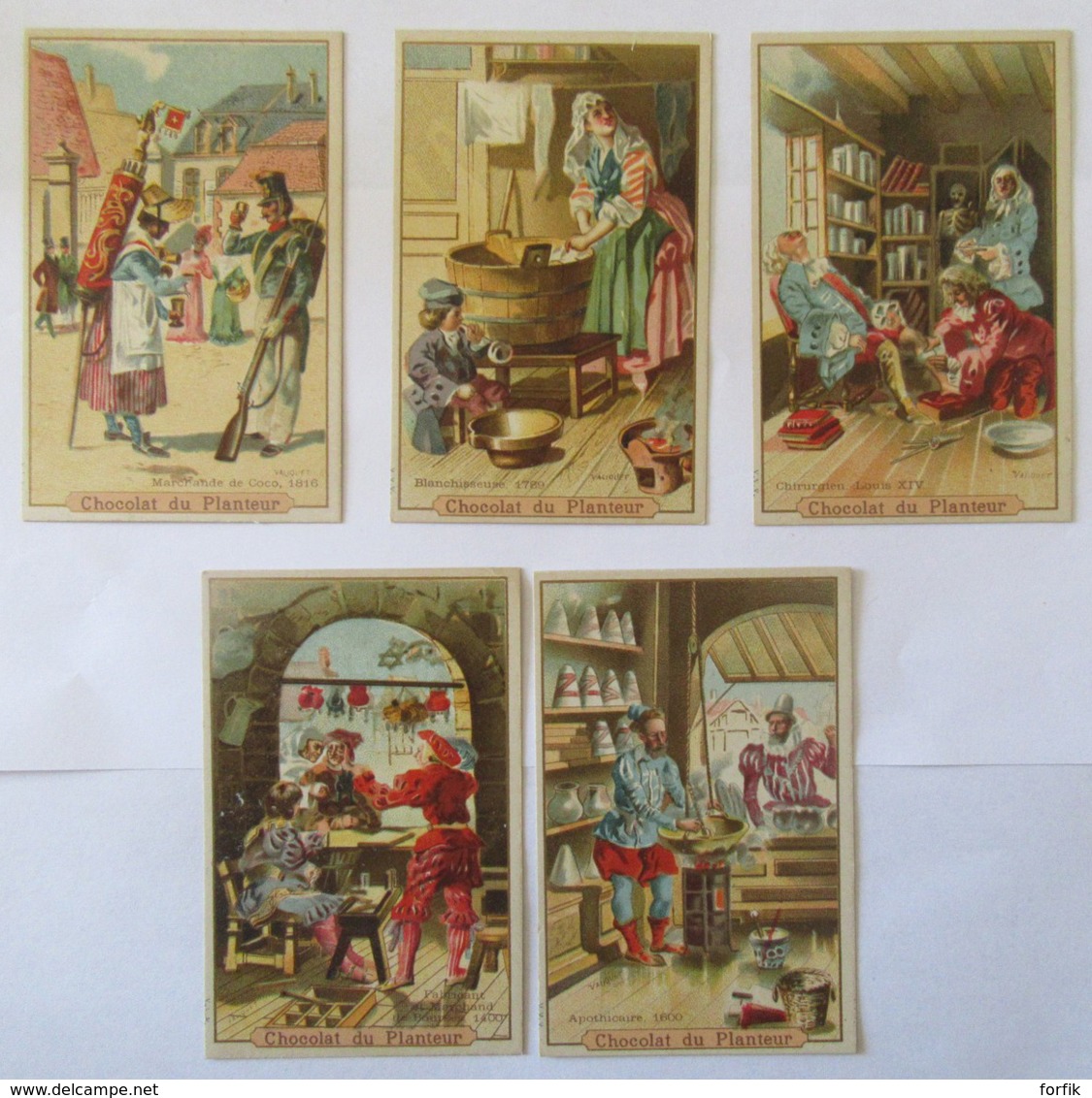 Chocolat Du Planteur - Lot De 15 Chromos Dont Humour Armée, Rébus, Métiers Anciens - Certains Avec Pub A. Leroy - Autres & Non Classés