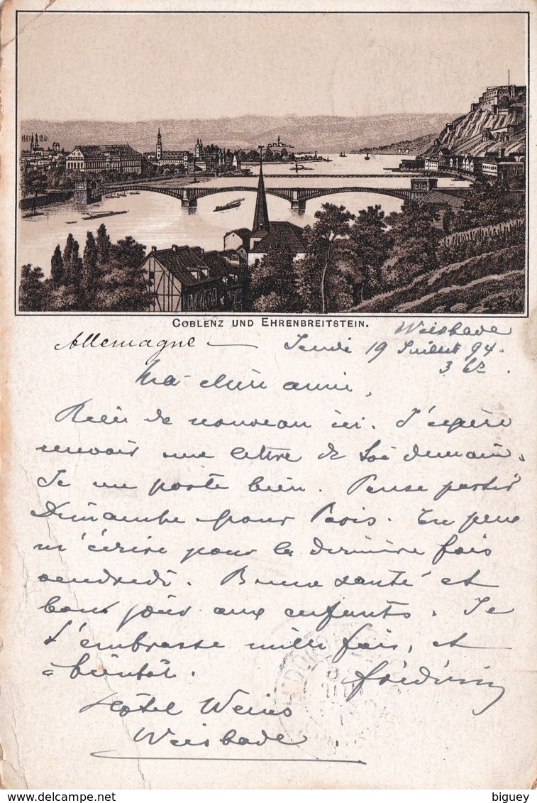 ALLEMAGNE - COBLENZ UND EHRENBREITSTEIN 1894. - Koblenz