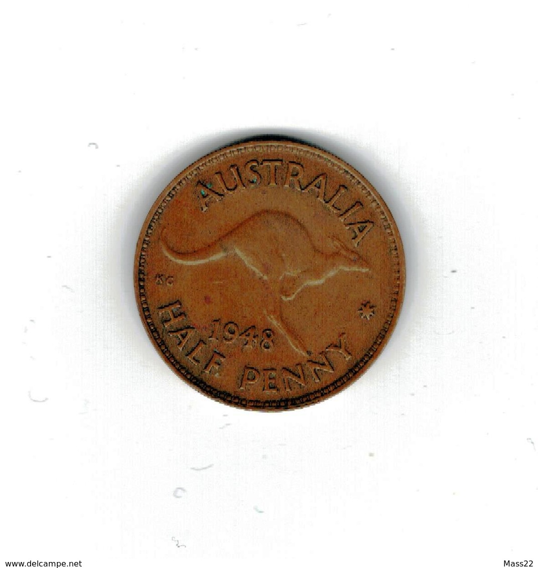Australian 1/2 Penny 1948, King George VI, VF With Print Matrix Defect - ½ Penny