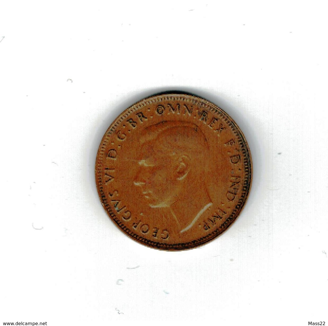 Australian 1/2 Penny 1948, King George VI, VF With Print Matrix Defect - ½ Penny