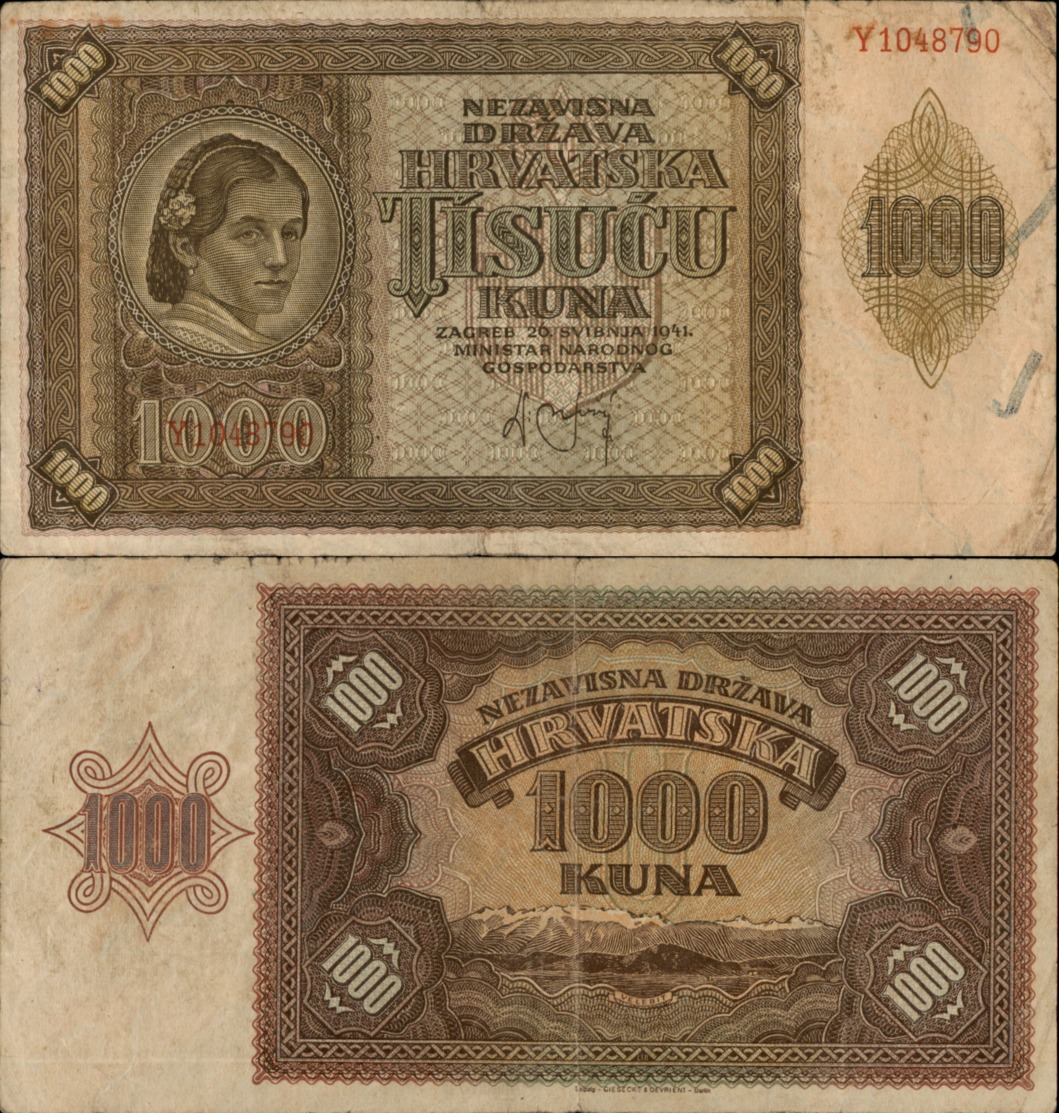 CROATIA-NDH 1000 KUNA 1941 - Croatie