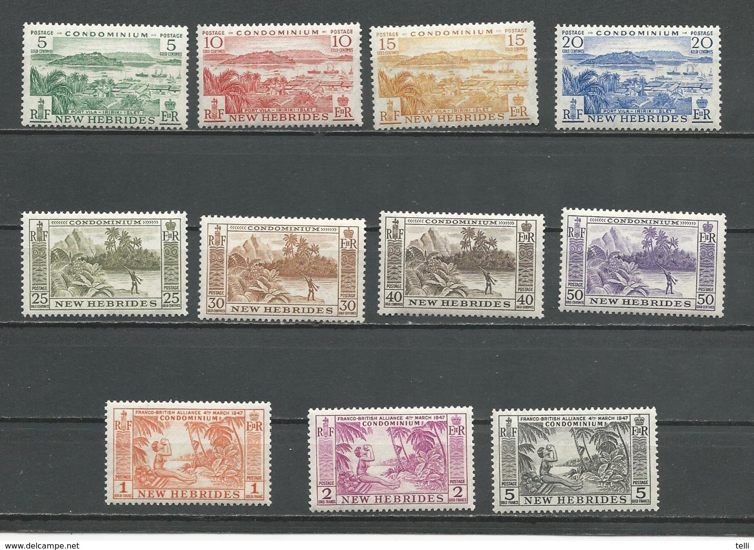 NOUVELLES HEBRIDES Scott A82-A92 Yvert 186-196 (11) **  32,00 $ 1957 - Neufs