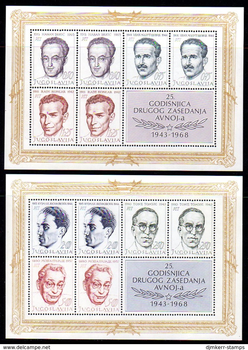 YUGOSLAVIA 1968 National Heroes Blocks MNH / **..  Michel Block 13-14 - Blocks & Sheetlets