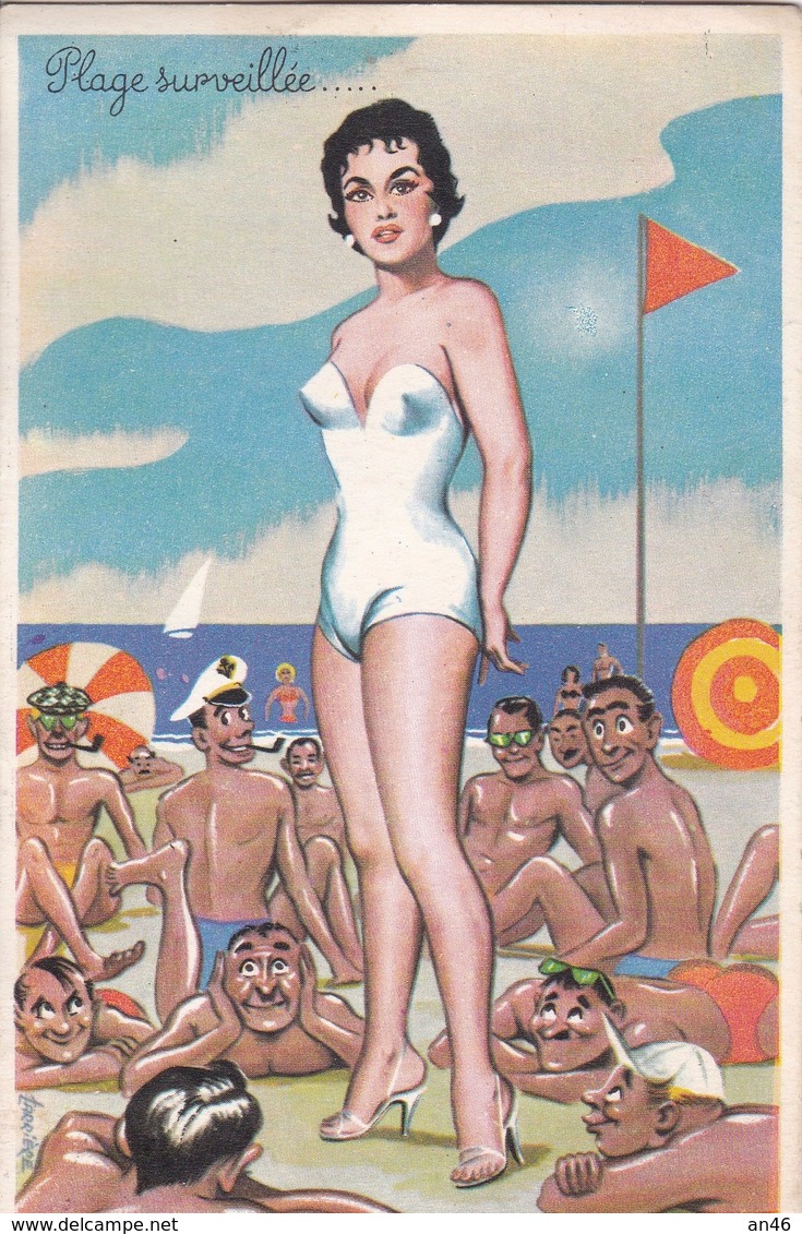 DONNA IN SPIAGGIA HUMOR VG AUTENTICA 100% - Humor