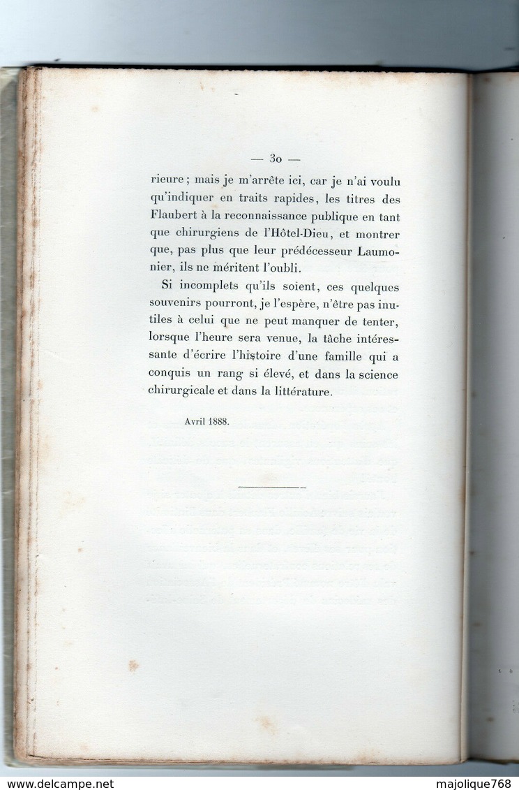 laumonier les Flaubert simple esquisse de 3 chirurgiens de l'hôtel-dieu de rouen par le docteur merry delabost 1889 - .