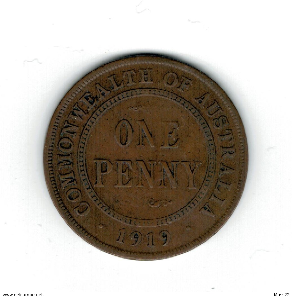 1 Penny 1919, King George V, Flat, VF - Penny