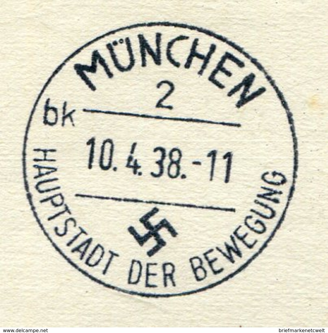 Deutsches Reich / 1938 / Masch.-Stempel Muenchen "Am 10. April Dem Fuehrer Dein Ja" A. Karte, Weiterer Stempel (10836) - Franking Machines (EMA)
