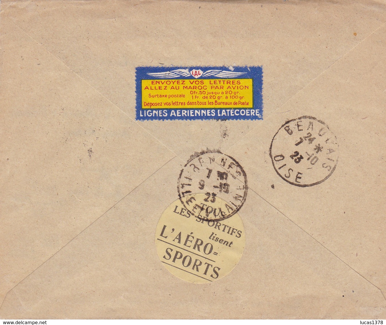 MEETING AVIATION # AMIENS # 1923 # VIGNETTES # SERVICE POSTAL AERIEN # VOL LATECOERE - 1960-.... Lettres & Documents
