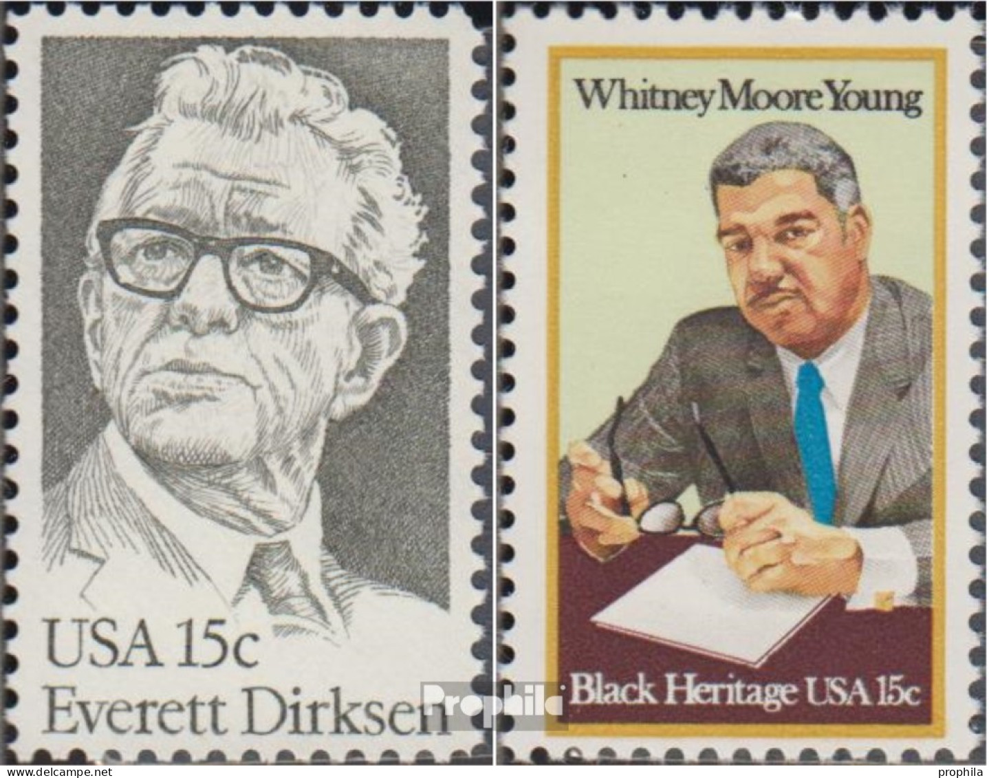 USA 1455,1456 (kompl.Ausg.) Postfrisch 1981 Everett Dirksen, Young - Ungebraucht