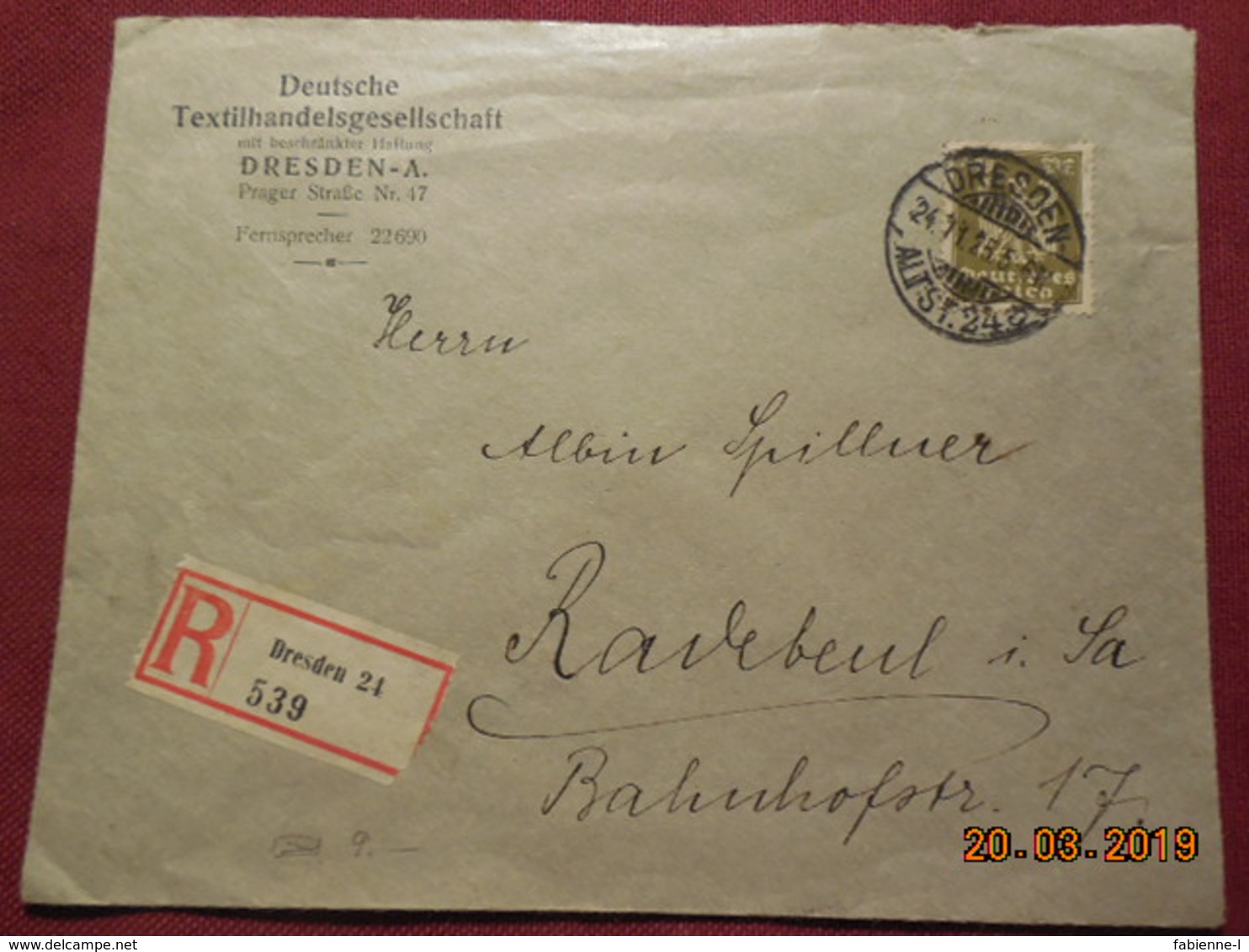 Lettre De 1925 à Destination De Ravebeul En Recommandé - Briefe U. Dokumente