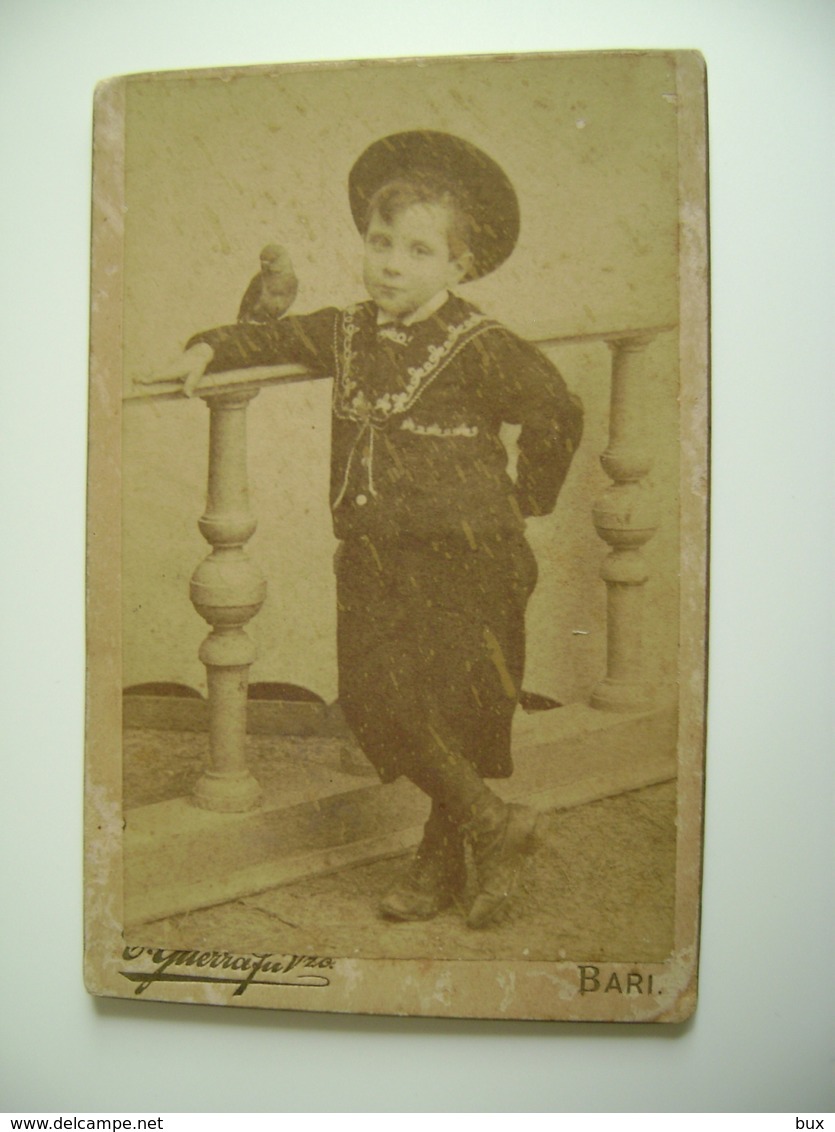 BARI   FOTO  Bambino  Kind  Fotografo  Guerra        12,5  X  8  Cm   SU CARTONCINO ARCH 157 - Antiche (ante 1900)