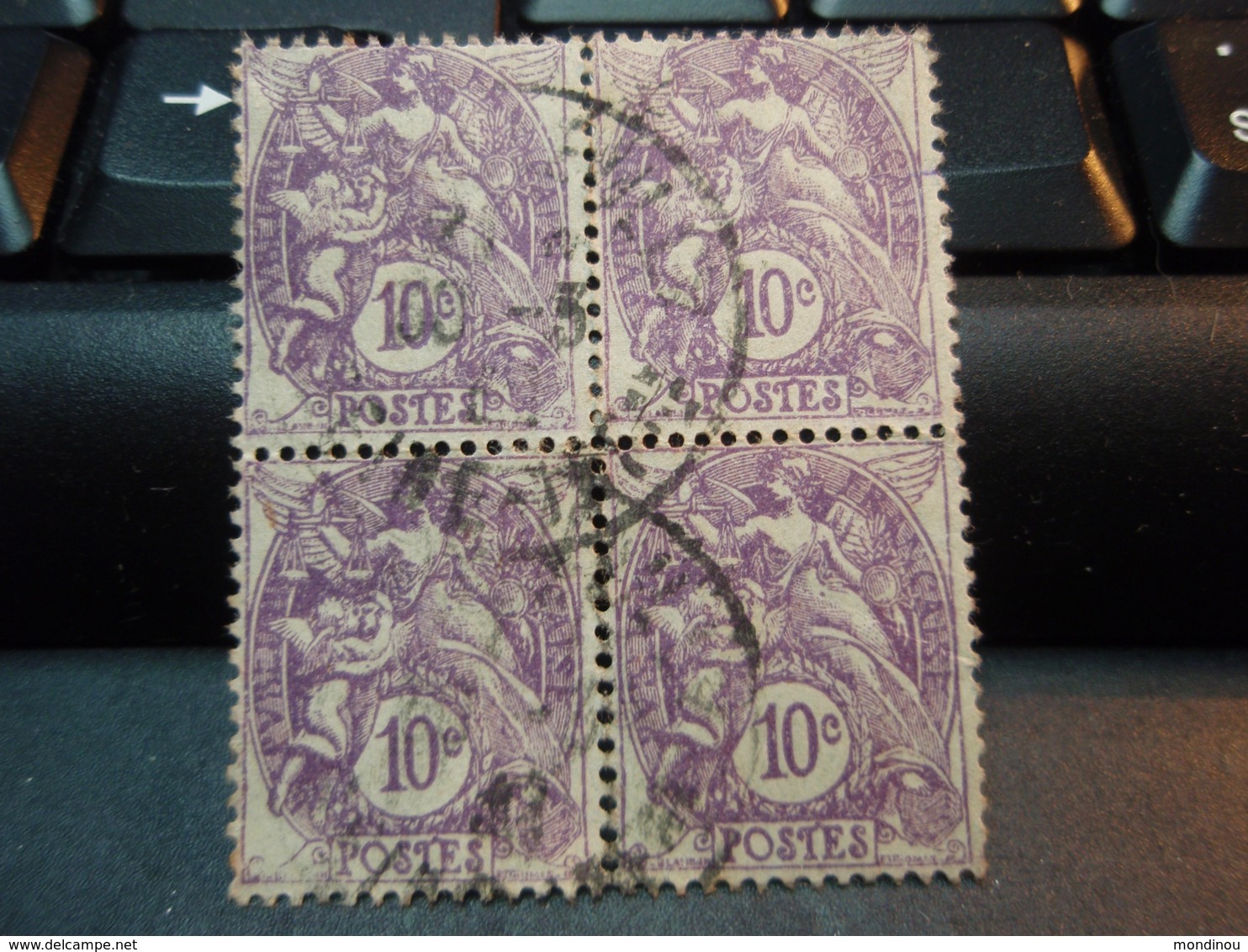 4 Timbres Type Blanc 10 Centimes Violet Oblitérés - 1900-29 Blanc