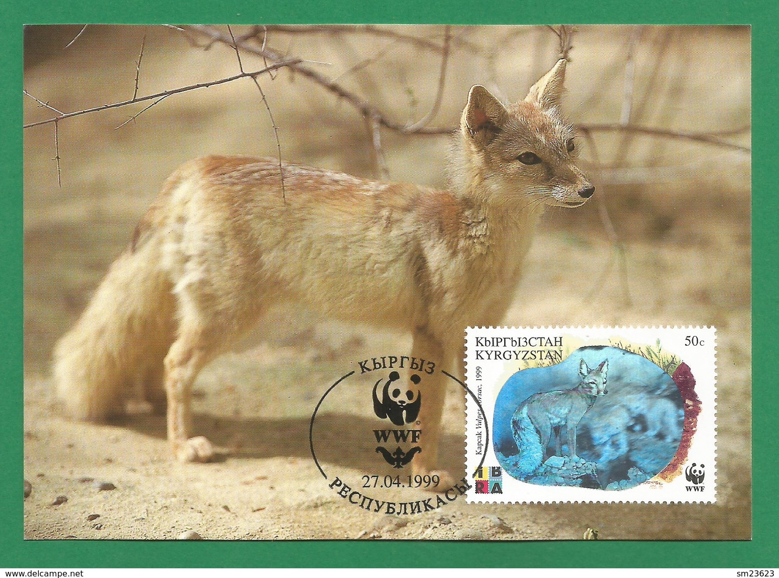 Kirgisistan 1999 , Steppenfuchs / Corsac Fox - Official WWF Hologram Maximum Card   27.04.1999 - Kirgisistan