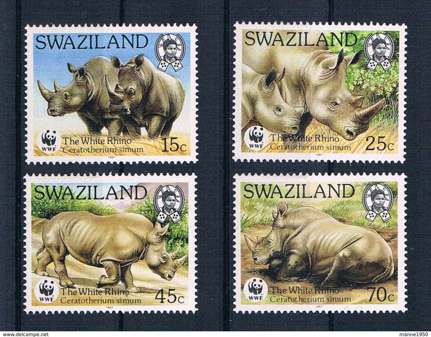 Swaziland 1987 Tiere/Nashorn Mi.Nr. 528/31 Kpl. Satz ** - Swaziland (1968-...)