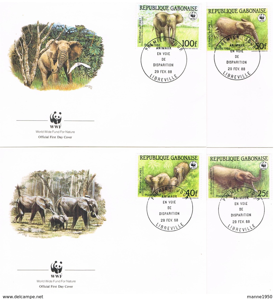 Gabun 1988 Tiere Mi.Nr. 1009/12 Kpl. Satz Gest. Auf FDC - Gabun (1960-...)