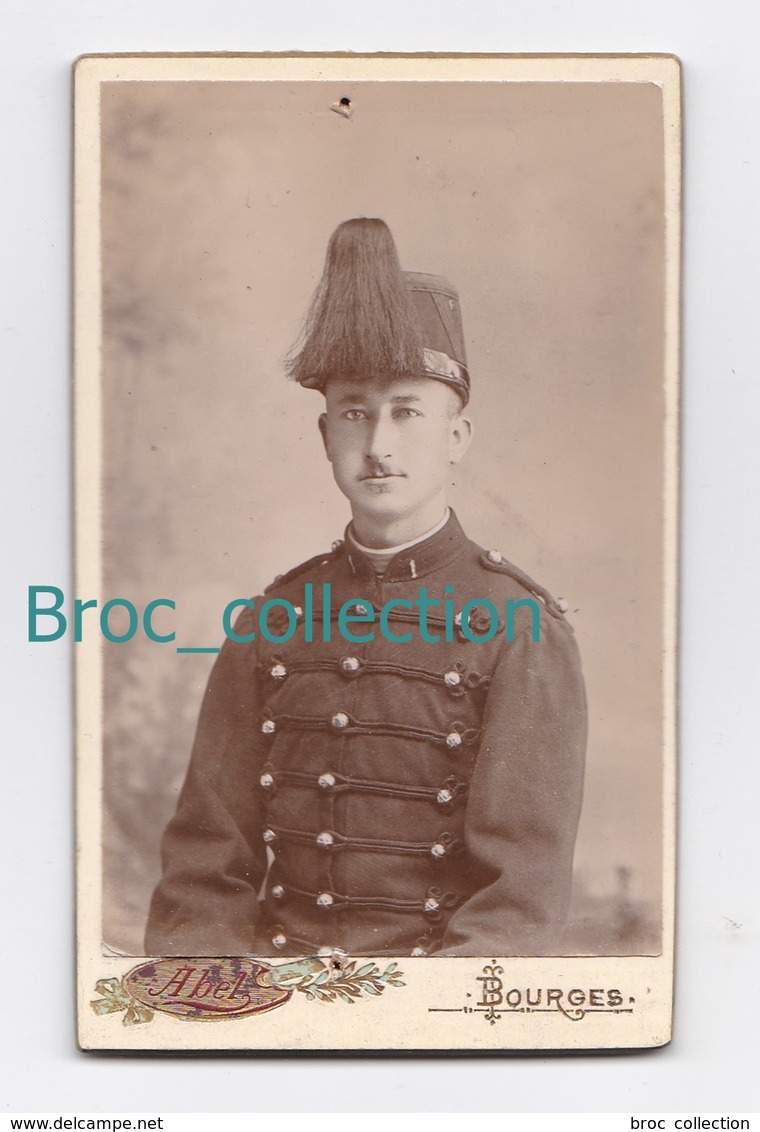 Photo Cdv D'un Militaire, 1 Sur Col, Photographe Abel, Bourges - Guerre, Militaire