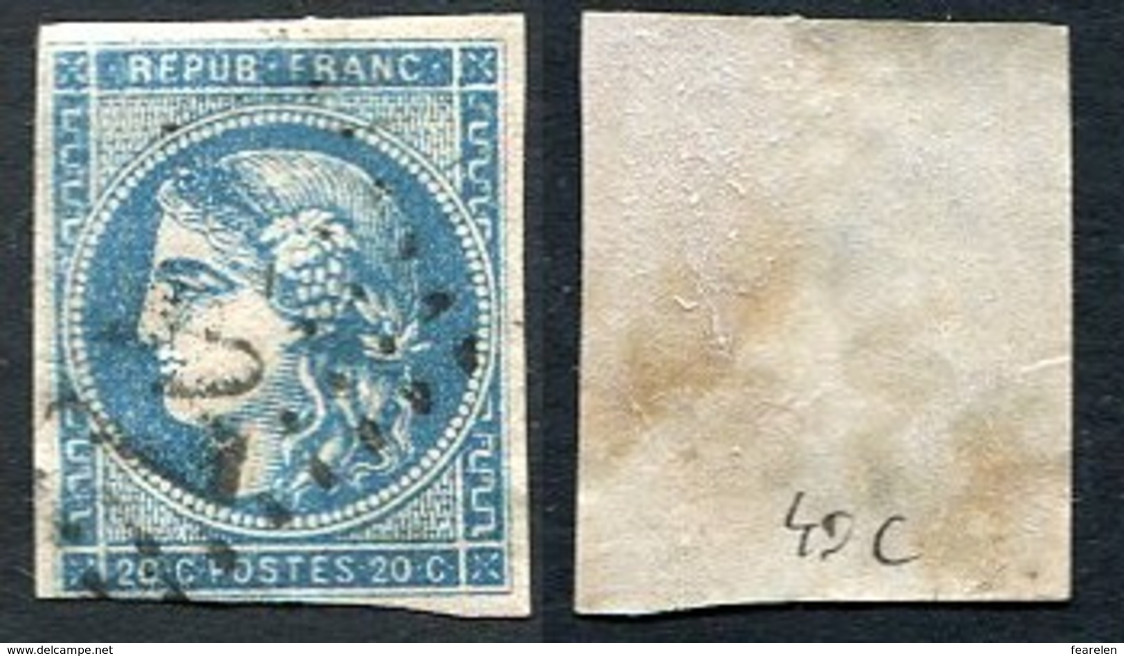 France Classique, N°45C Oblitéré, Qualité Beau+ - 1870 Bordeaux Printing