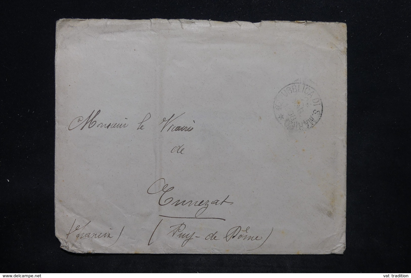 SAINT MARIN - Enveloppe Pour La France En 1908 , Affranchissement En Paire Au Verso - L 25680 - Covers & Documents