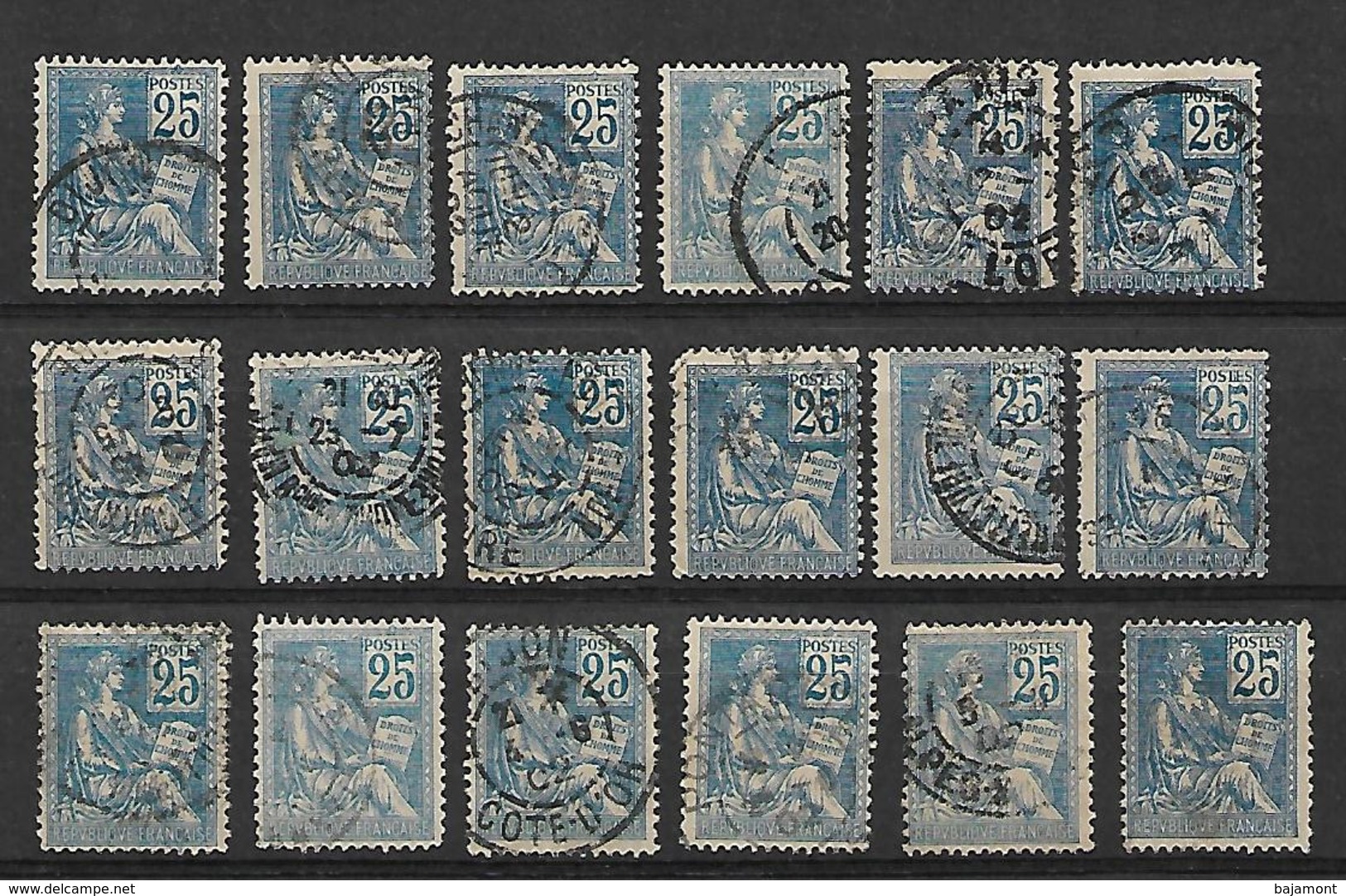 FRANCE. TYPE MOUCHON. LOT DE 18 TIMBRES .N° 114 Ou 118 ?? POUR ETUDE - Used Stamps