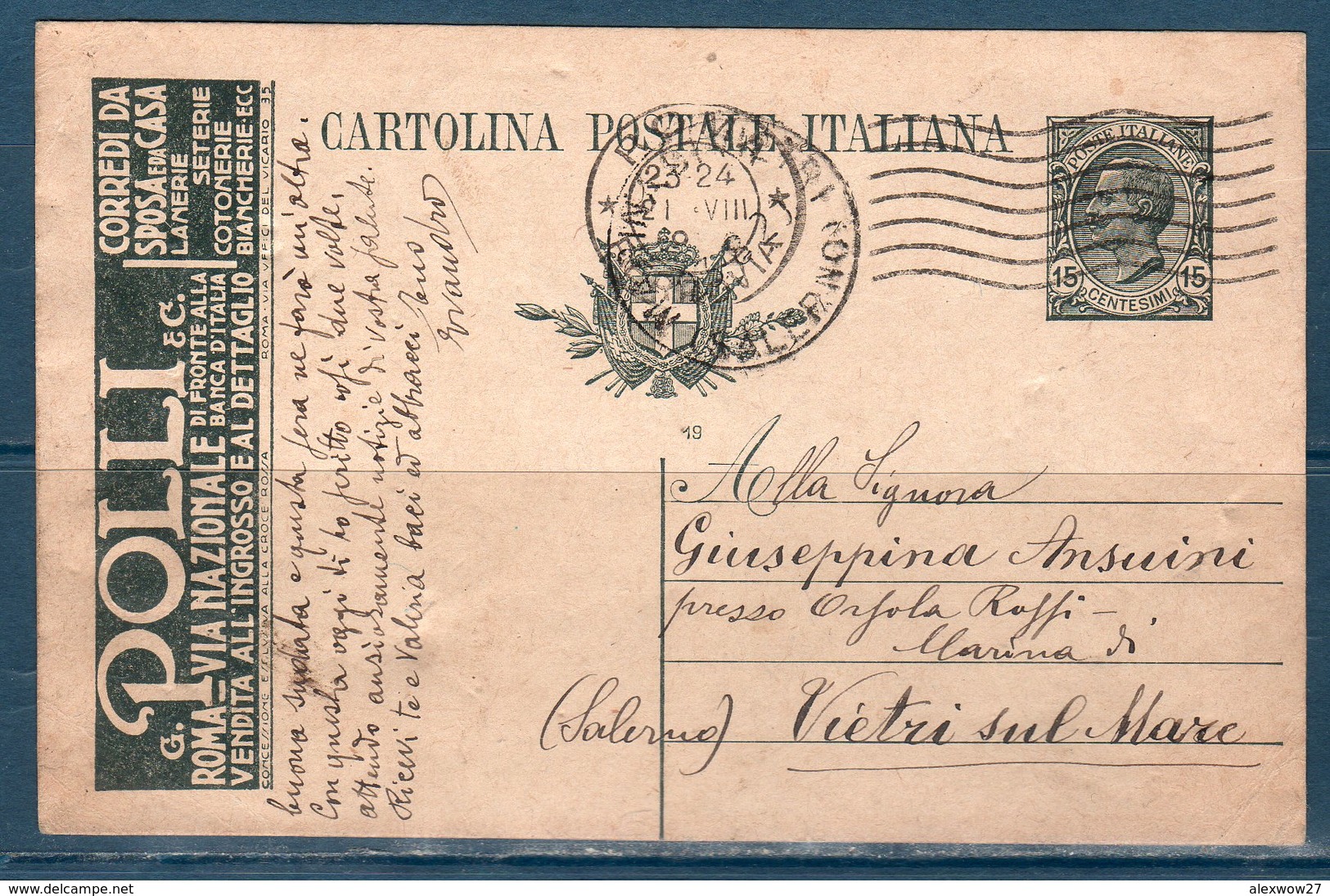 Italia 1919 Intero Pubblicitario  N.34 POLLI E C. US - Interi Postali