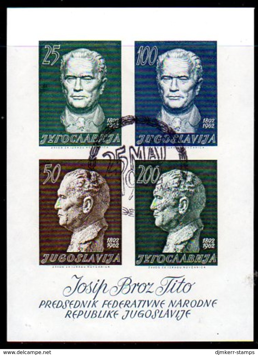 YUGOSLAVIA 1962 Tito 70th Birthday Block Used.   Michel Block 8 - Blocks & Kleinbögen