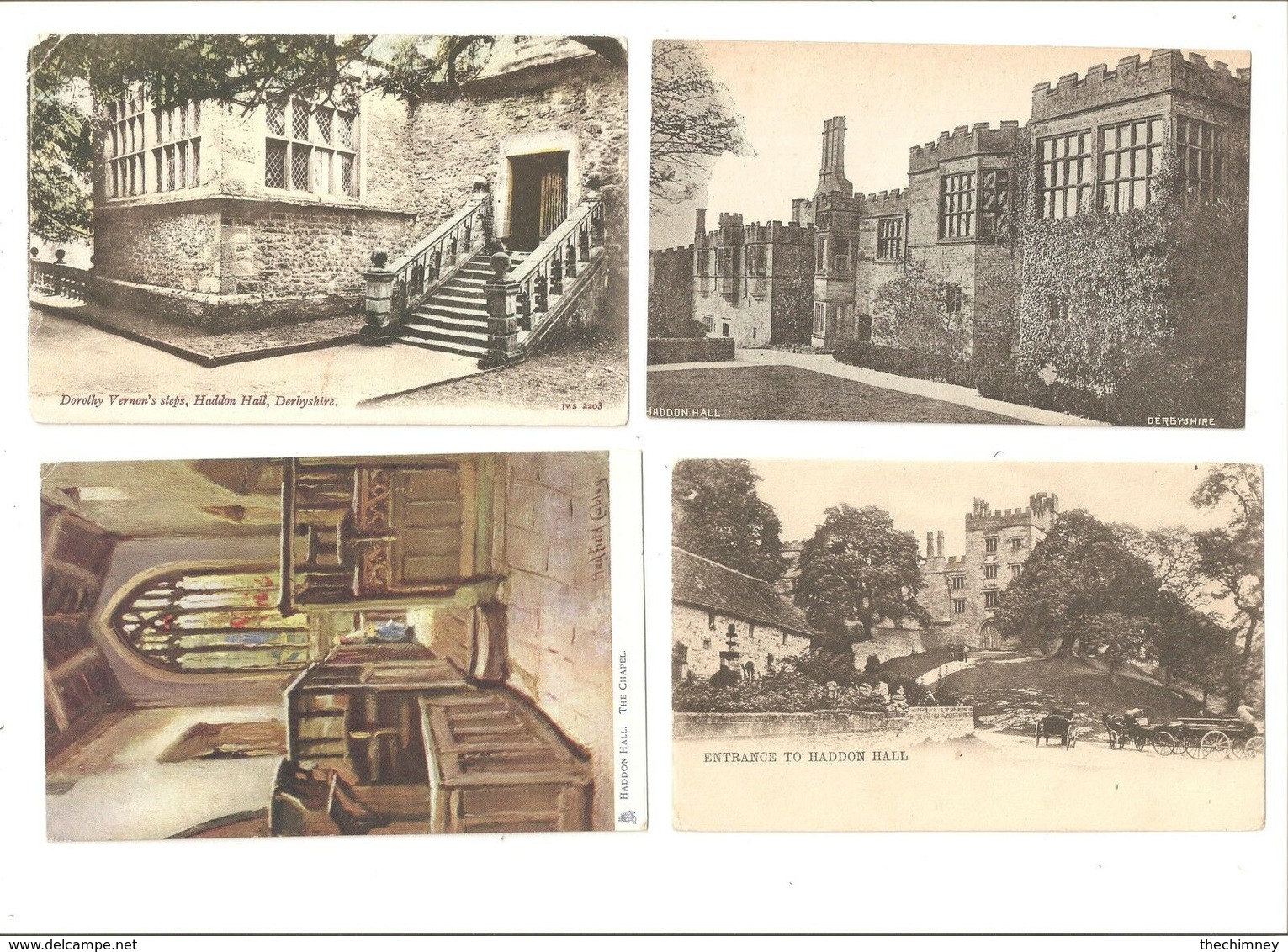 FOUR CARDS  OF HADDON HALL DERBYSHIRE STATELY HOME COUNTRY HOUSE - Derbyshire